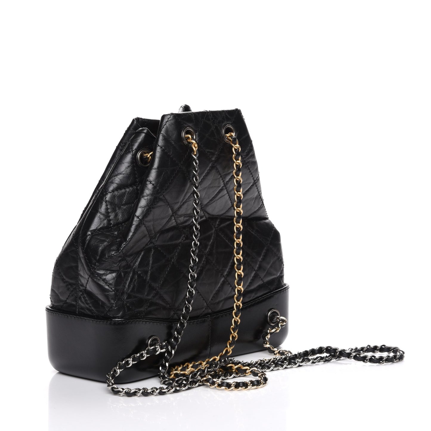 Aged Calfskin Quilted Gabrielle Backpack Black