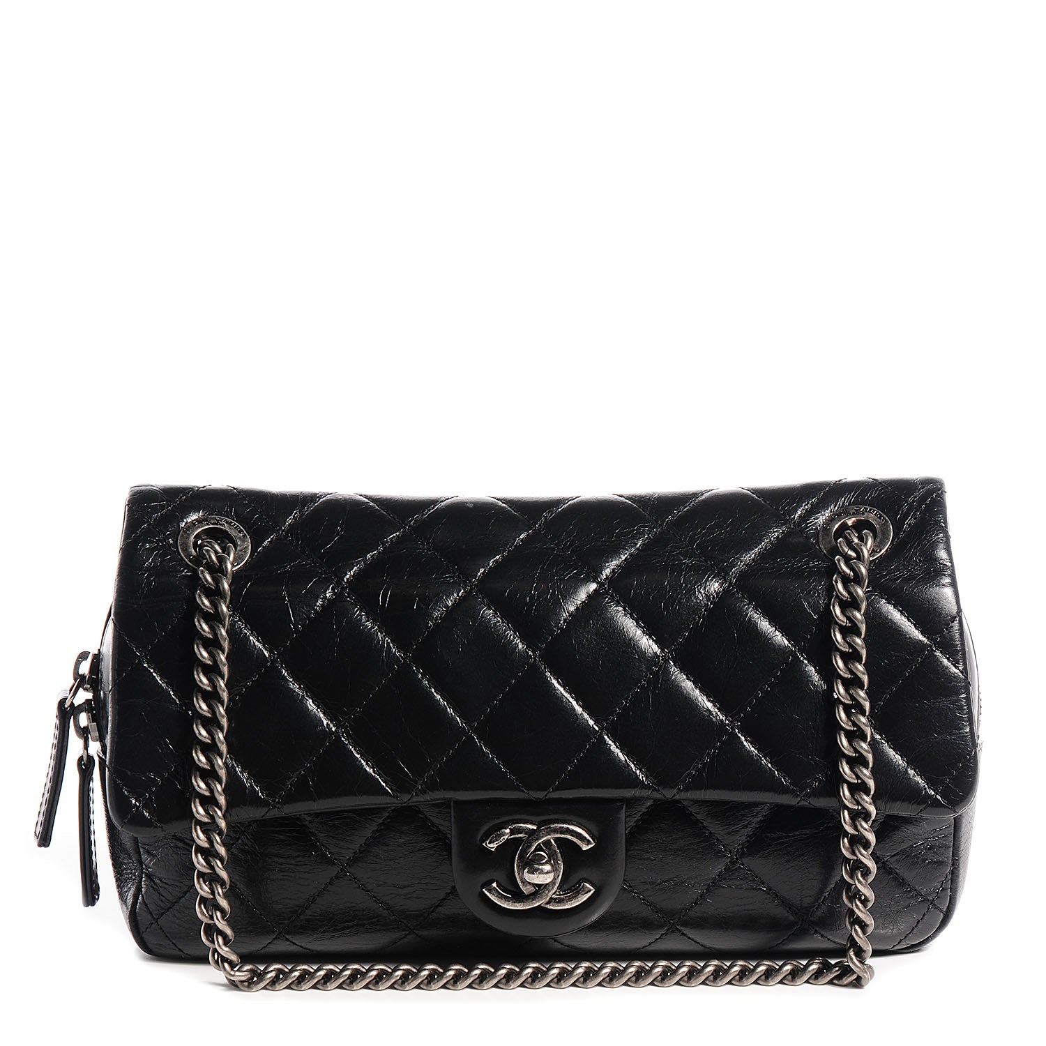 Chanel Glazed Calfskin Medium Duo Color Flap Black 1 of 16