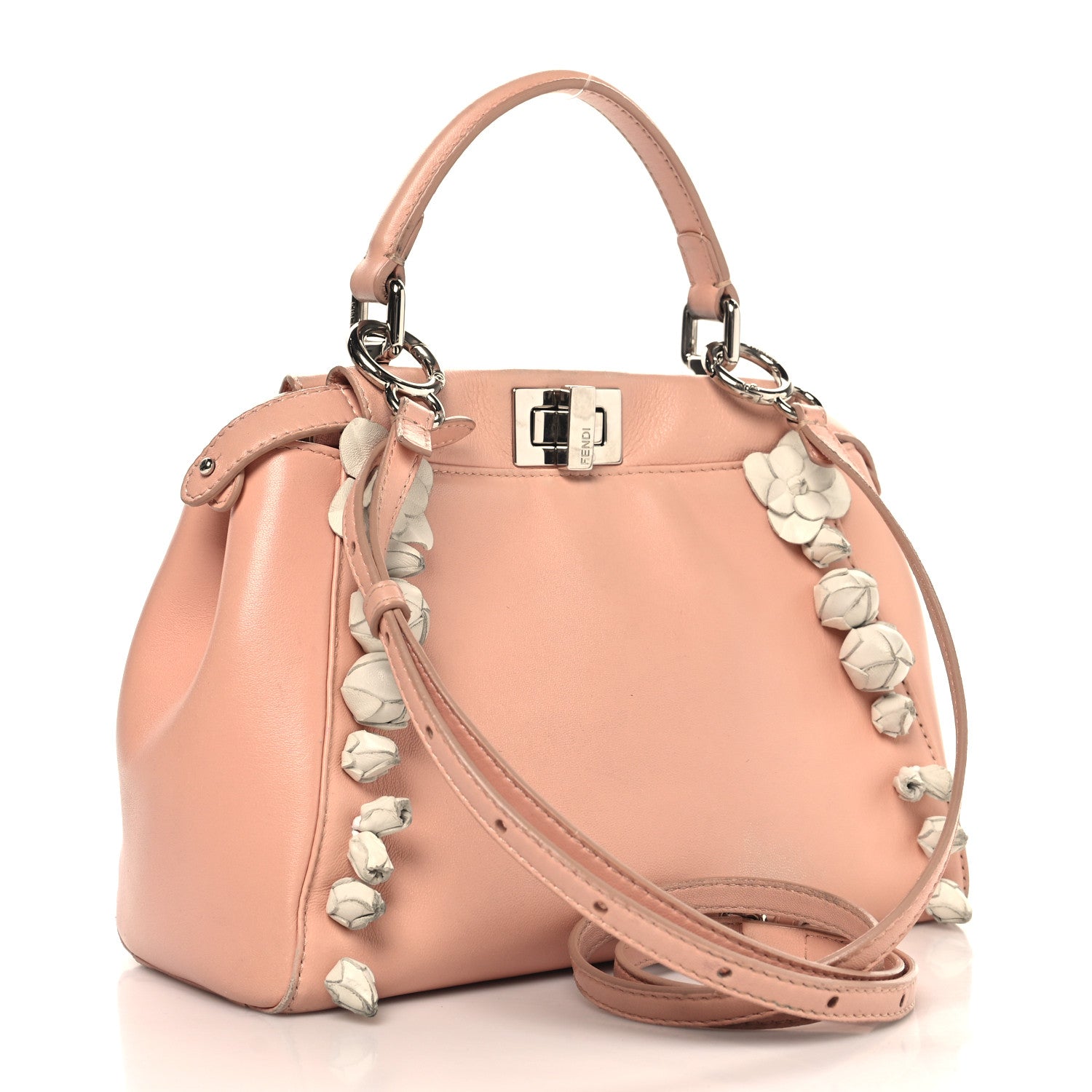 Fendi Nappa Rosebud Mini Peekaboo Iconic Satchel Baby Pink 3 of 11