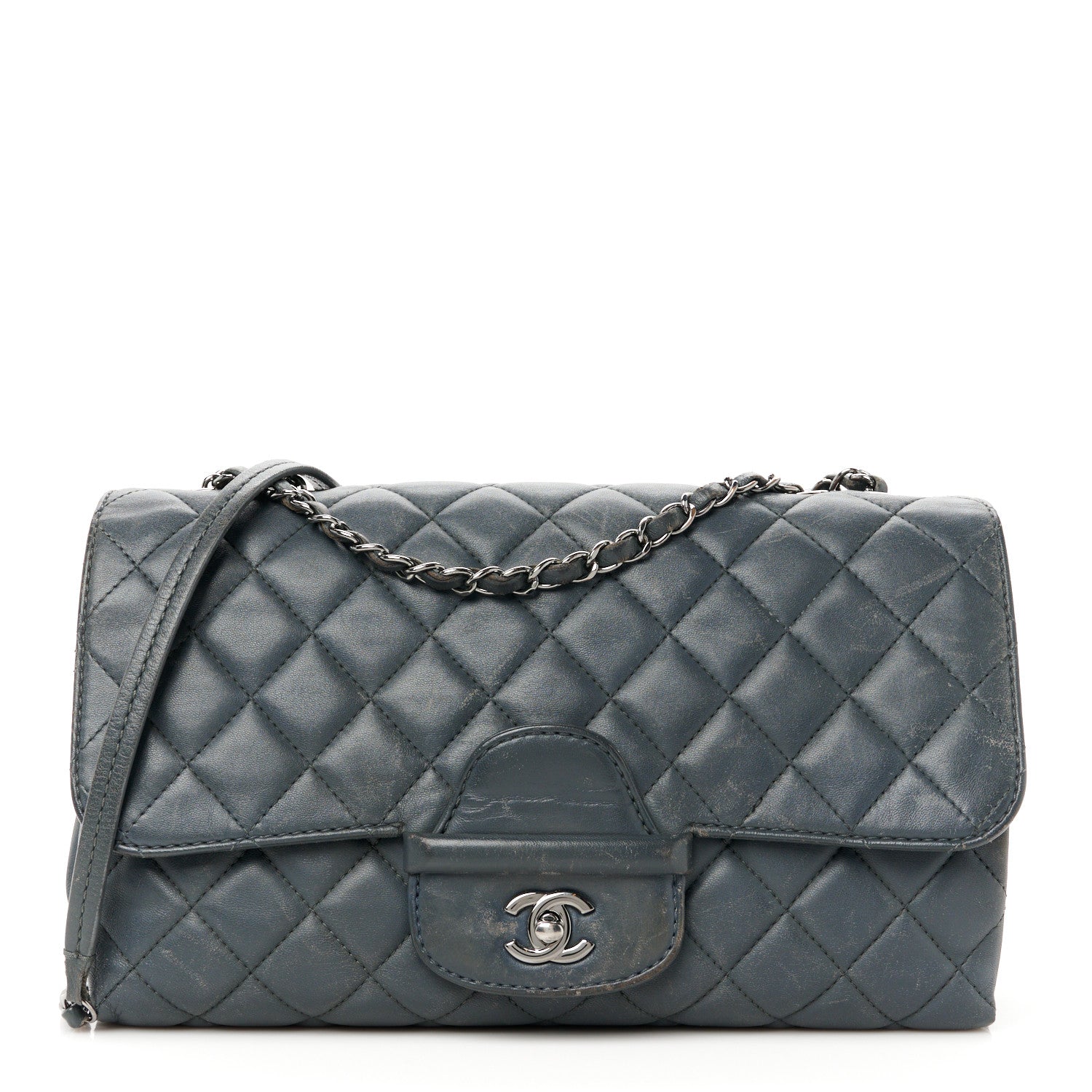 Chanel Lambskin Quilted Jumbo Coco Loop Flap Grey 1 of 13