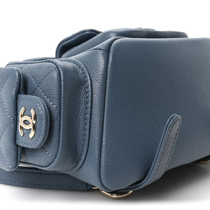 Chanel Shiny Caviar Quilted Small Duma Pockets Drawstring Backpack Blue 9 of 11