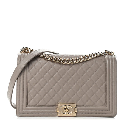 Chanel Caviar Quilted New Medium Boy Flap Dark Beige 1 of 10