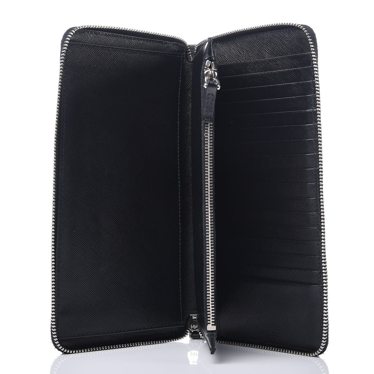 Saffiano Zip Around Portfolio Wallet Black