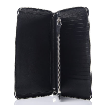 Prada Saffiano Zip Around Portfolio Wallet Black 5 of 10