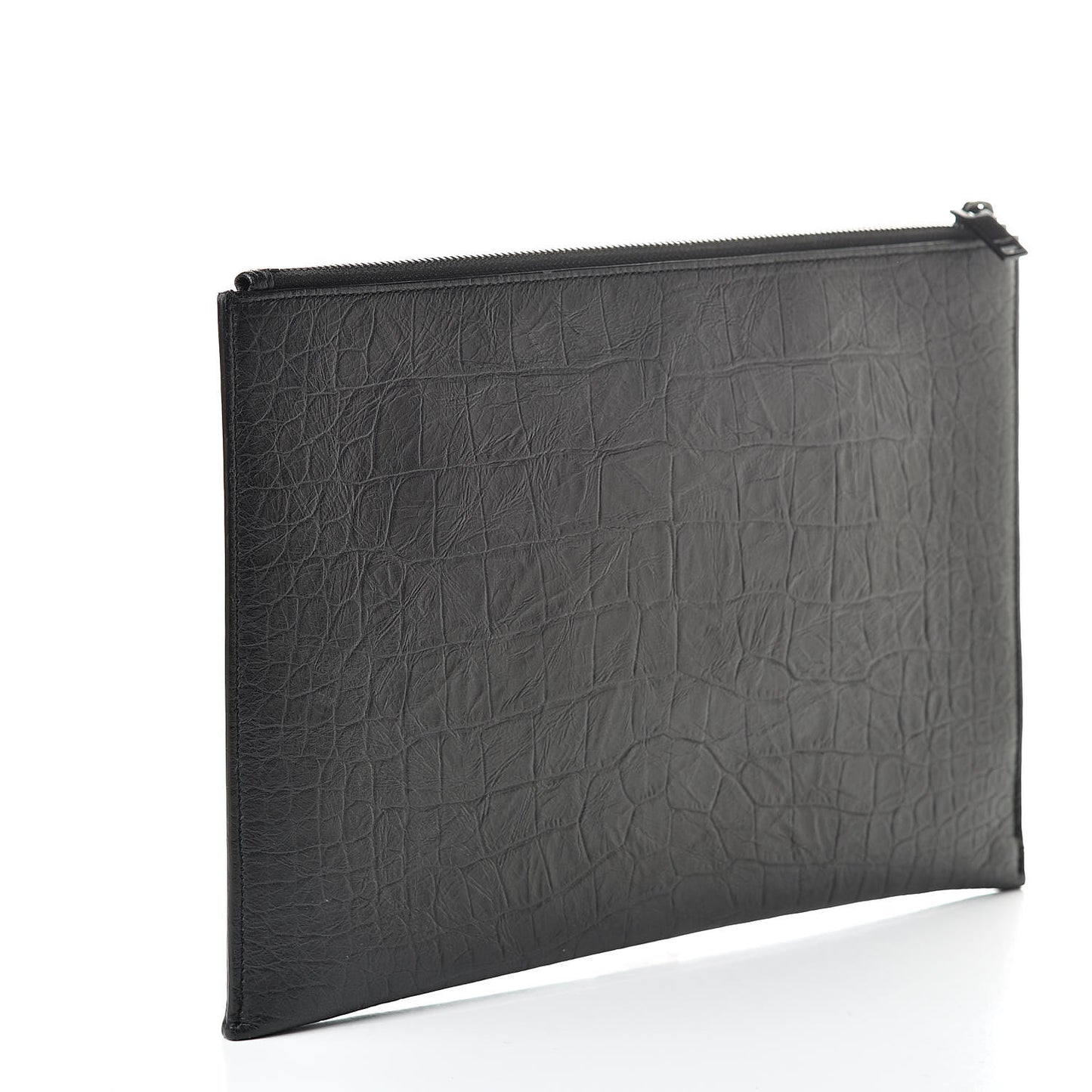 Calfskin Crocodile Embossed Monogram iPad Case Black