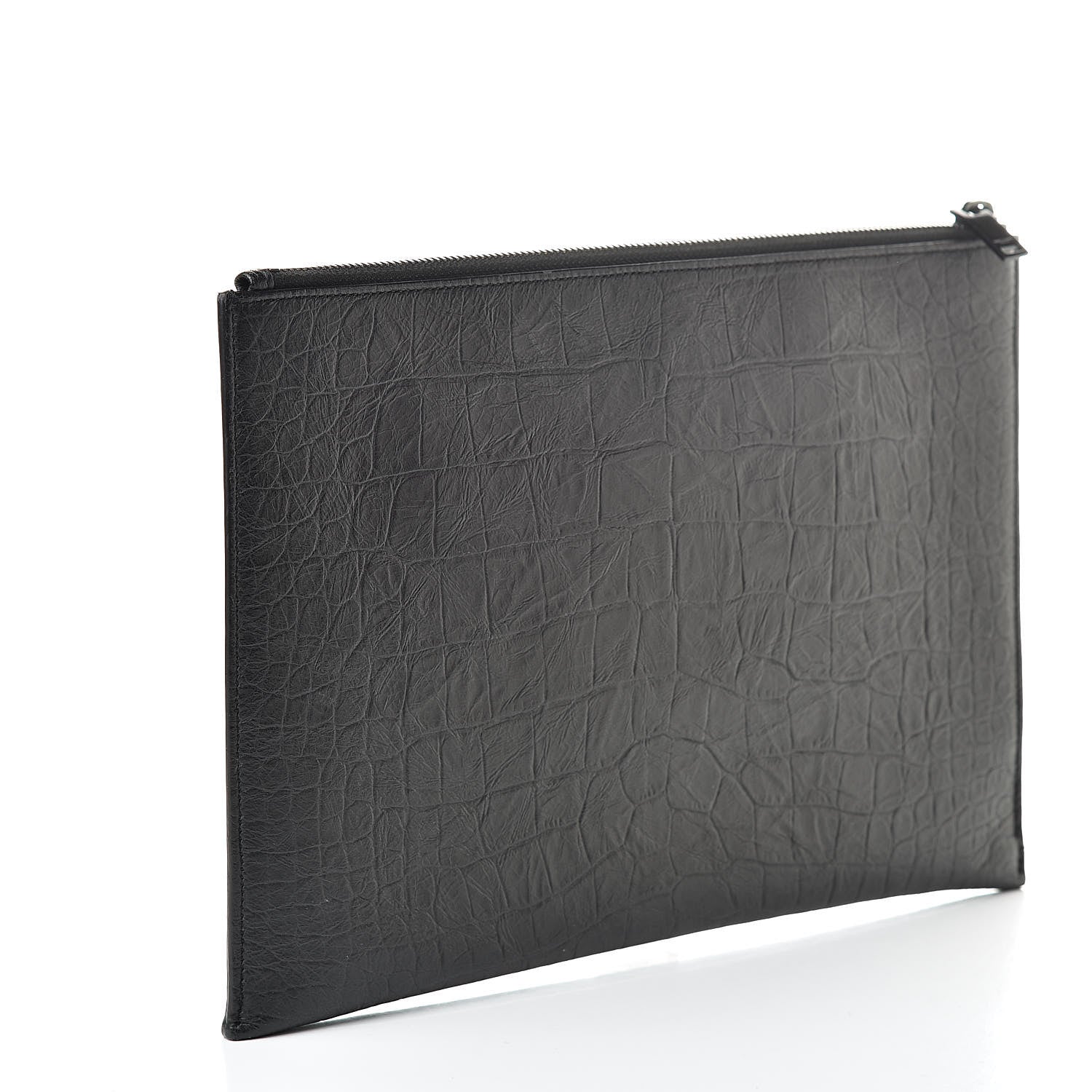 Saint Laurent Calfskin Crocodile Embossed Monogram iPad Case Black 3 of 11