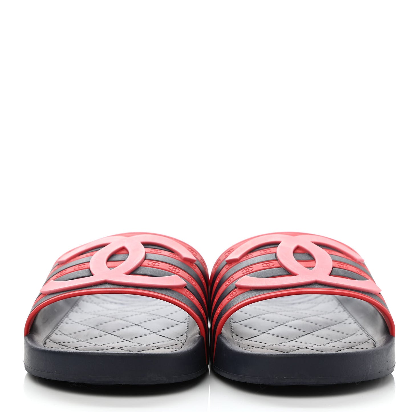 Rubber CC Flat Slide Sandals 37 Pink Red