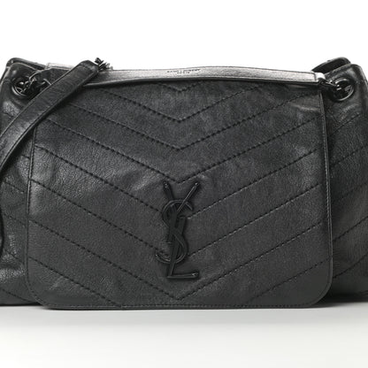 Saint Laurent Lambskin Chevron Monogram Medium Nolita Black 8 of 11