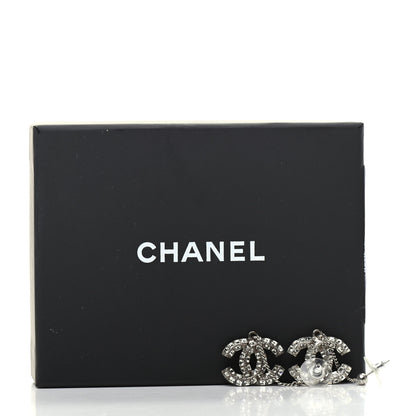 Chanel Baguette Crystal CC Drop Earrings Silver 4 of 4