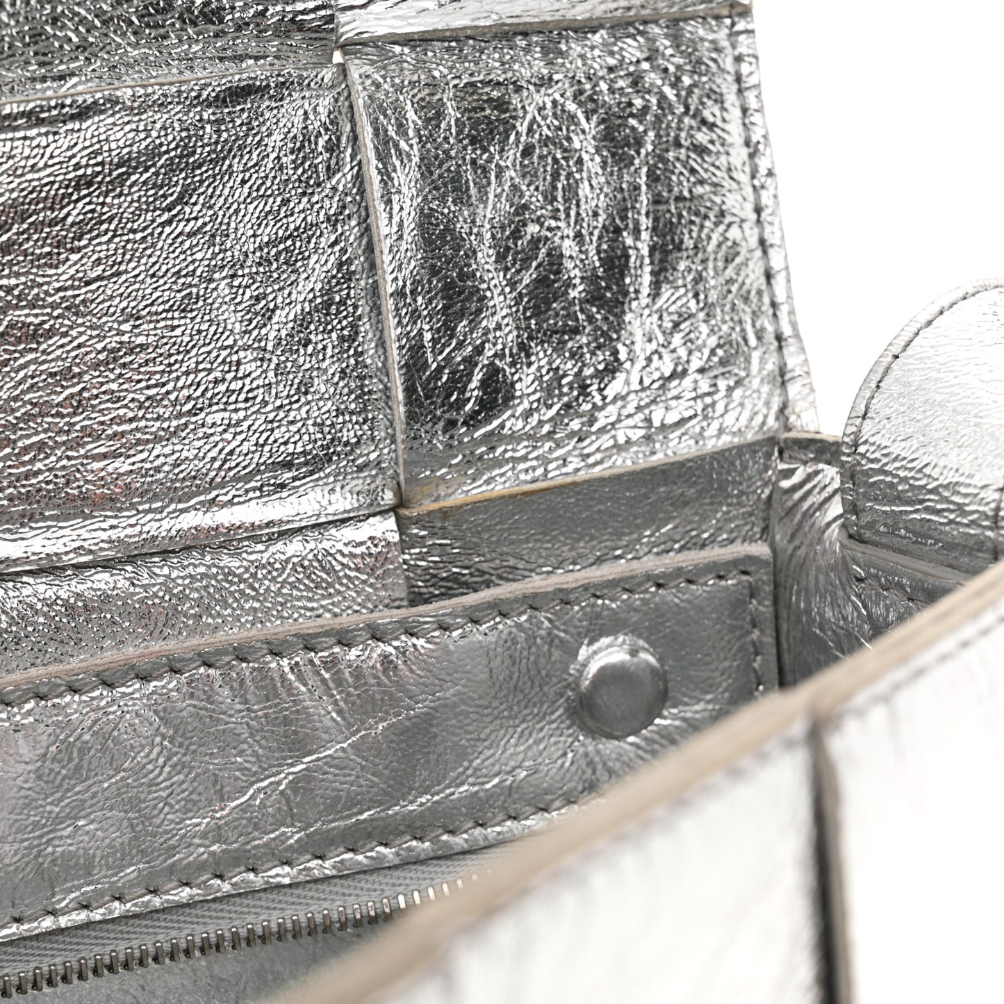 Metallic Lambskin Maxi Intrecciato Cassette Crossbody Bag Silver