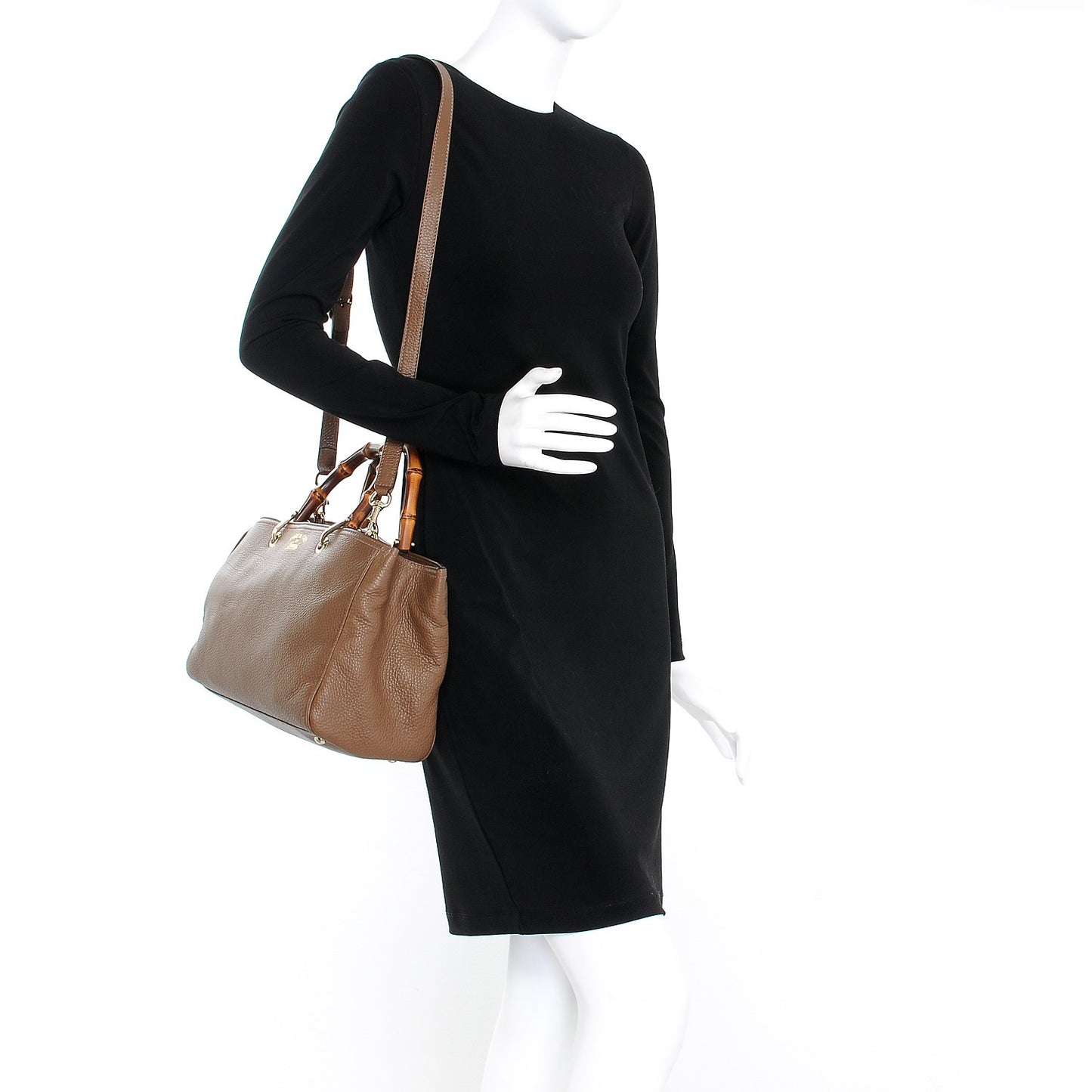 Pebbled Calfskin Medium Bamboo Shopper Tote Acero