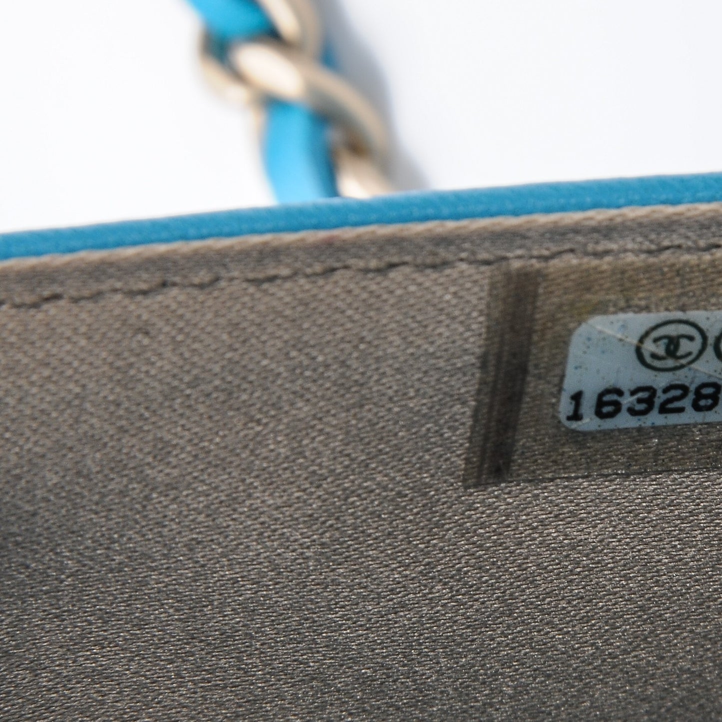 Lambskin Camellia Embossed Wallet On Chain WOC Turquoise