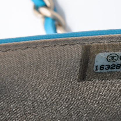 Chanel Lambskin Camellia Embossed Wallet On Chain WOC Turquoise 8 of 8
