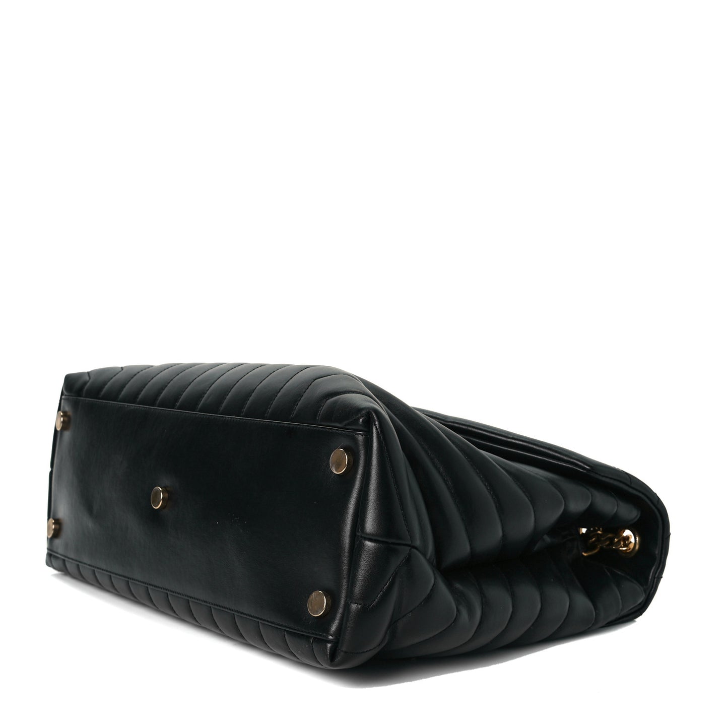 Calfskin Y Quilted Monogram Large Loulou Chain Satchel Black