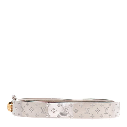 Louis Vuitton Brass Palladium Plated Nanogram Cuff M Silver 1 of 6