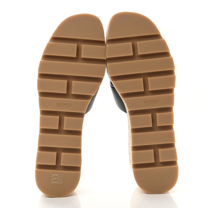 Hermes Calfskin Cork Eze 30 Sandals 41 Black 5 of 9