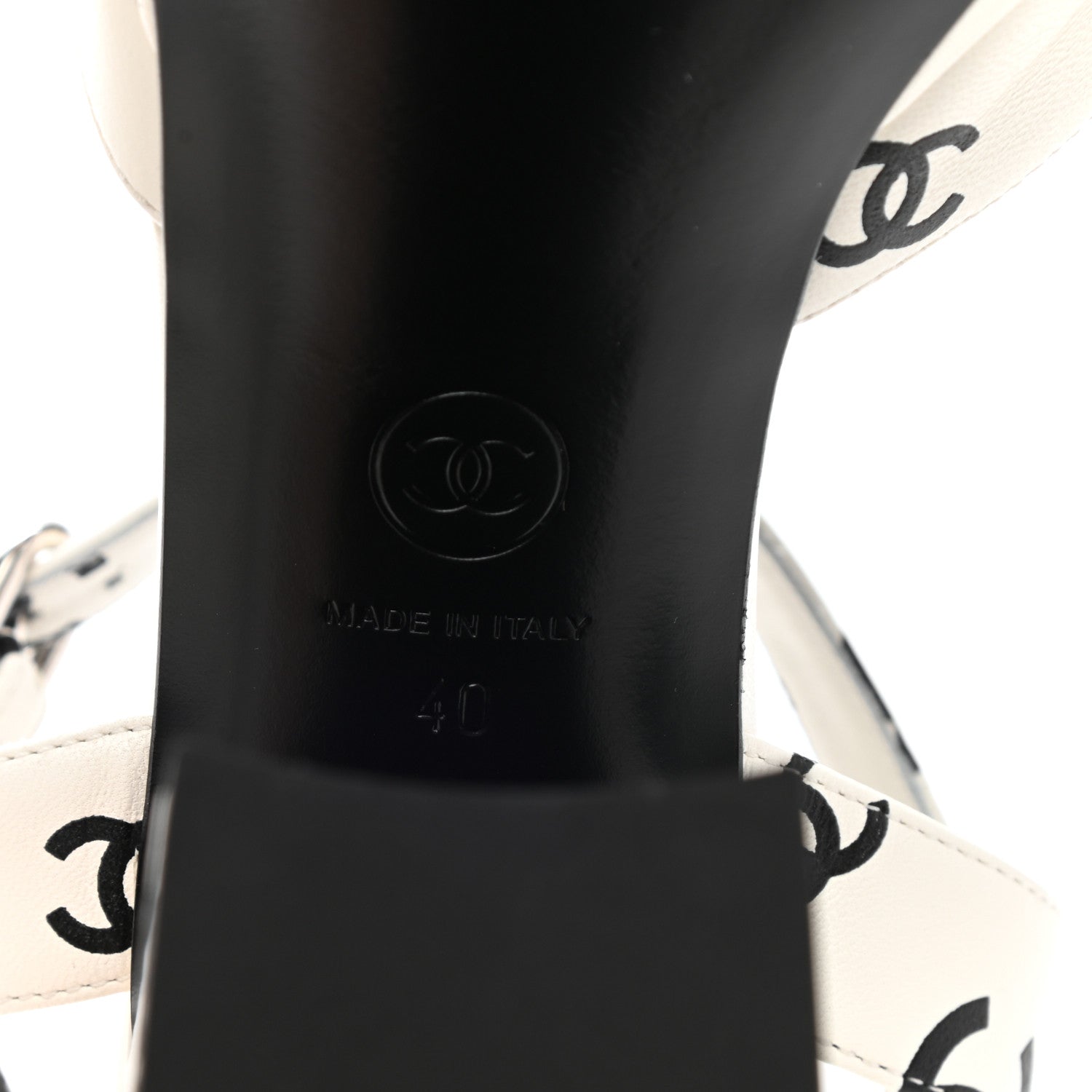 Chanel Printed Lambskin Coco Beach Platform Sandals 40 White Black 6 of 9