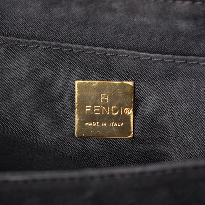 Fendi Calfskin Shoulder Bag Black White 6 of 9