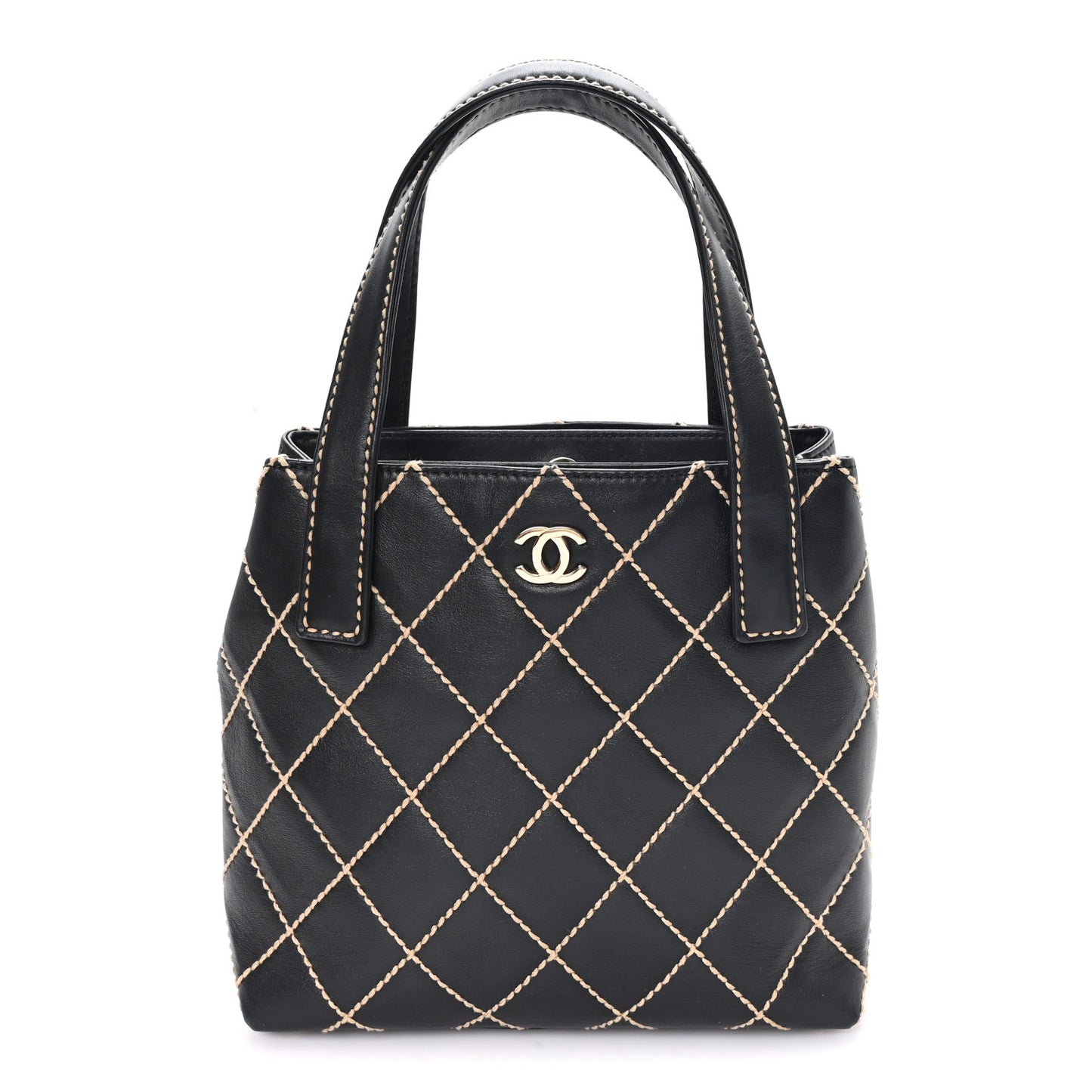 Calfskin Wild Stitch Tote Black