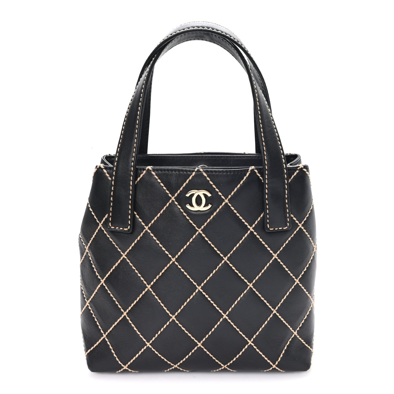 Chanel Calfskin Wild Stitch Tote Black 1 of 9