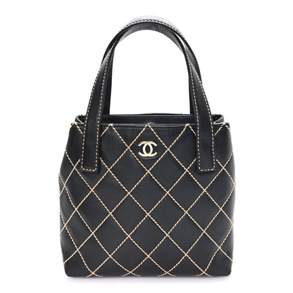 Chanel Calfskin Wild Stitch Tote Black 1 of 9