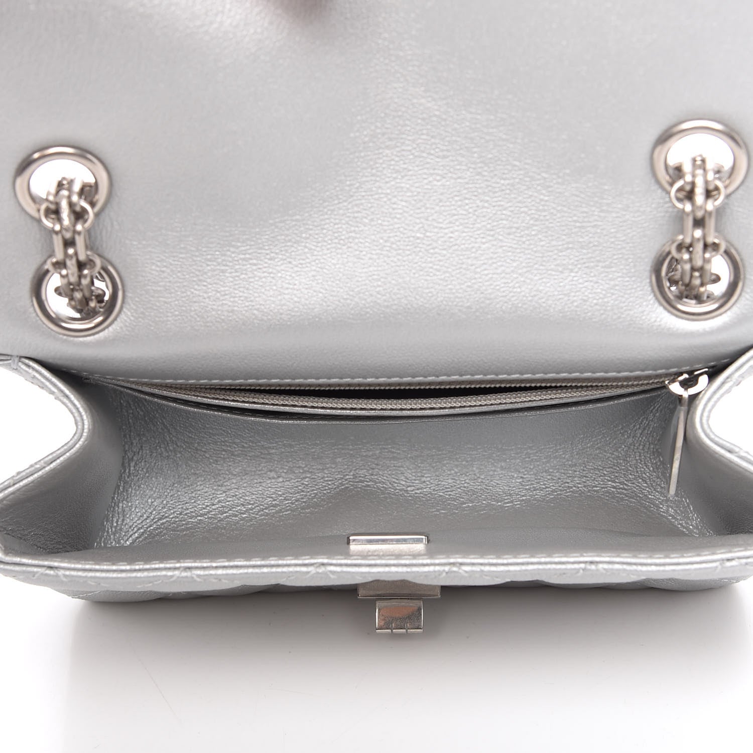 Chanel Metallic Grained Calfskin Quilted 2.55 Reissue Mini Flap Silver 5 of 11