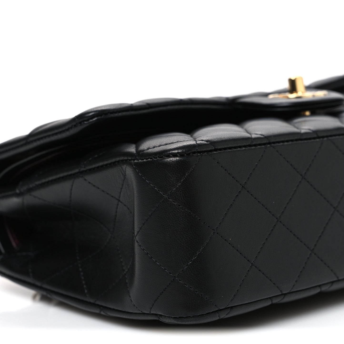 Lambskin Quilted Medium Double Flap Black