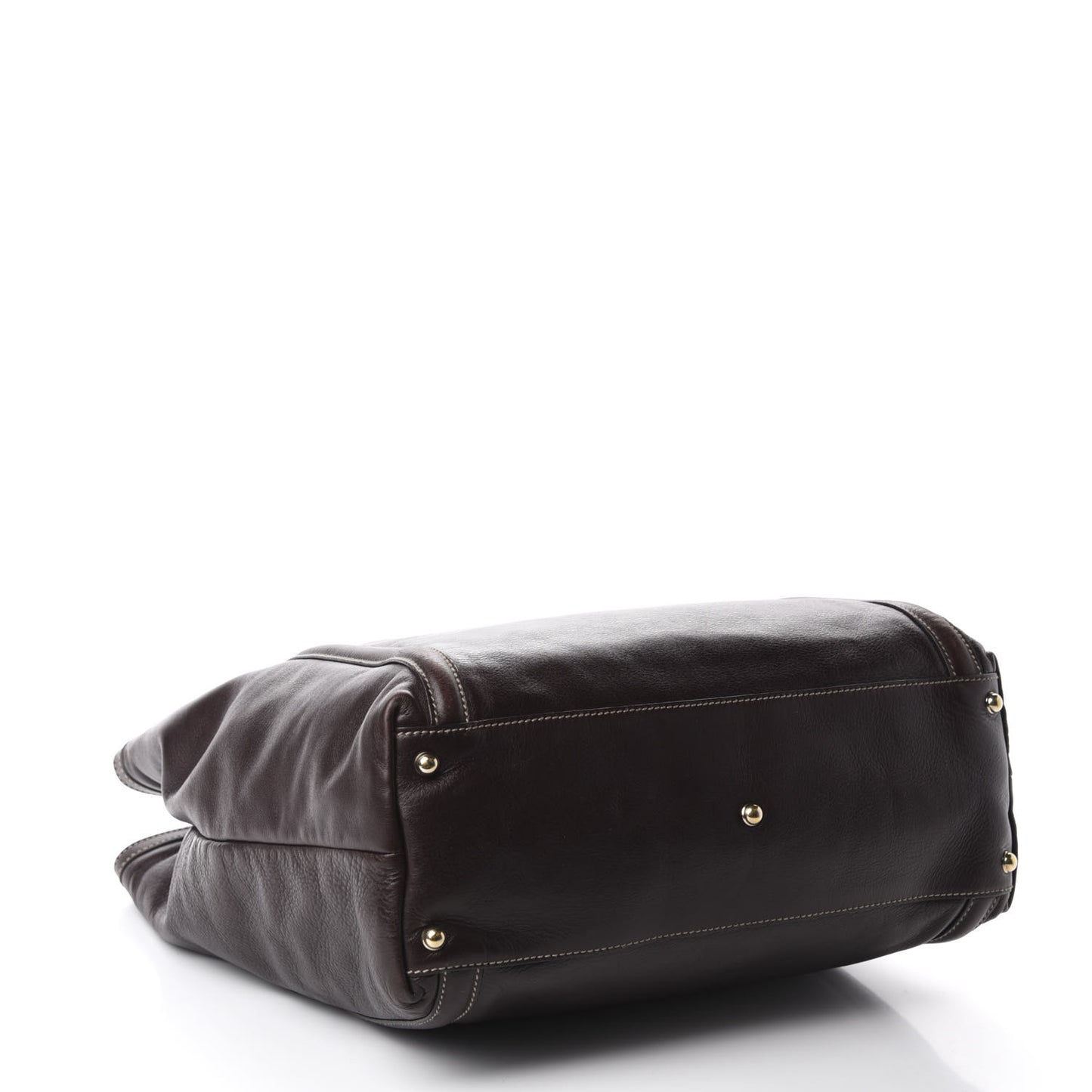 Calfskin Large Britt Shoulder Bag Dark Brown