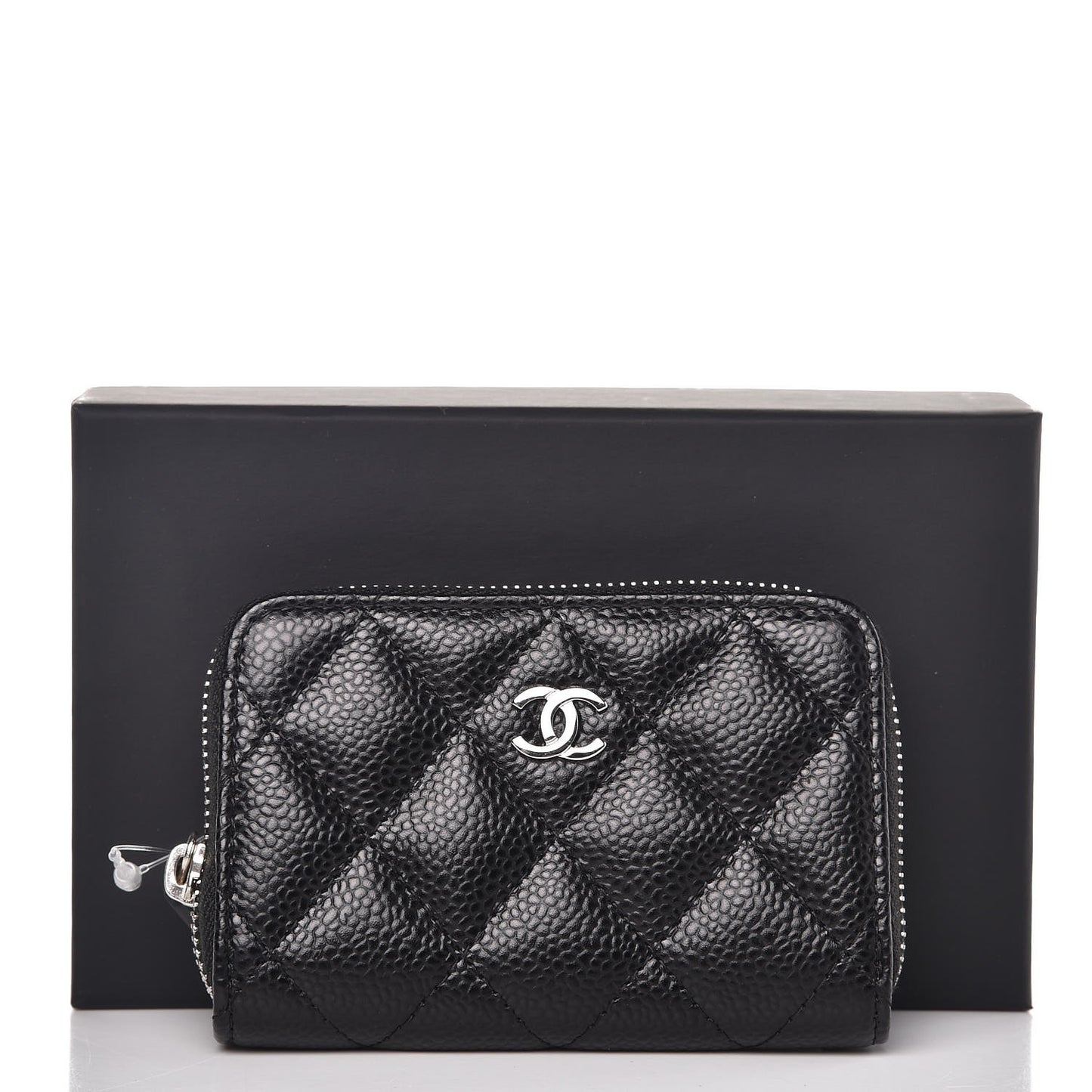 Caviar Quilted Zip Coin Purse Black