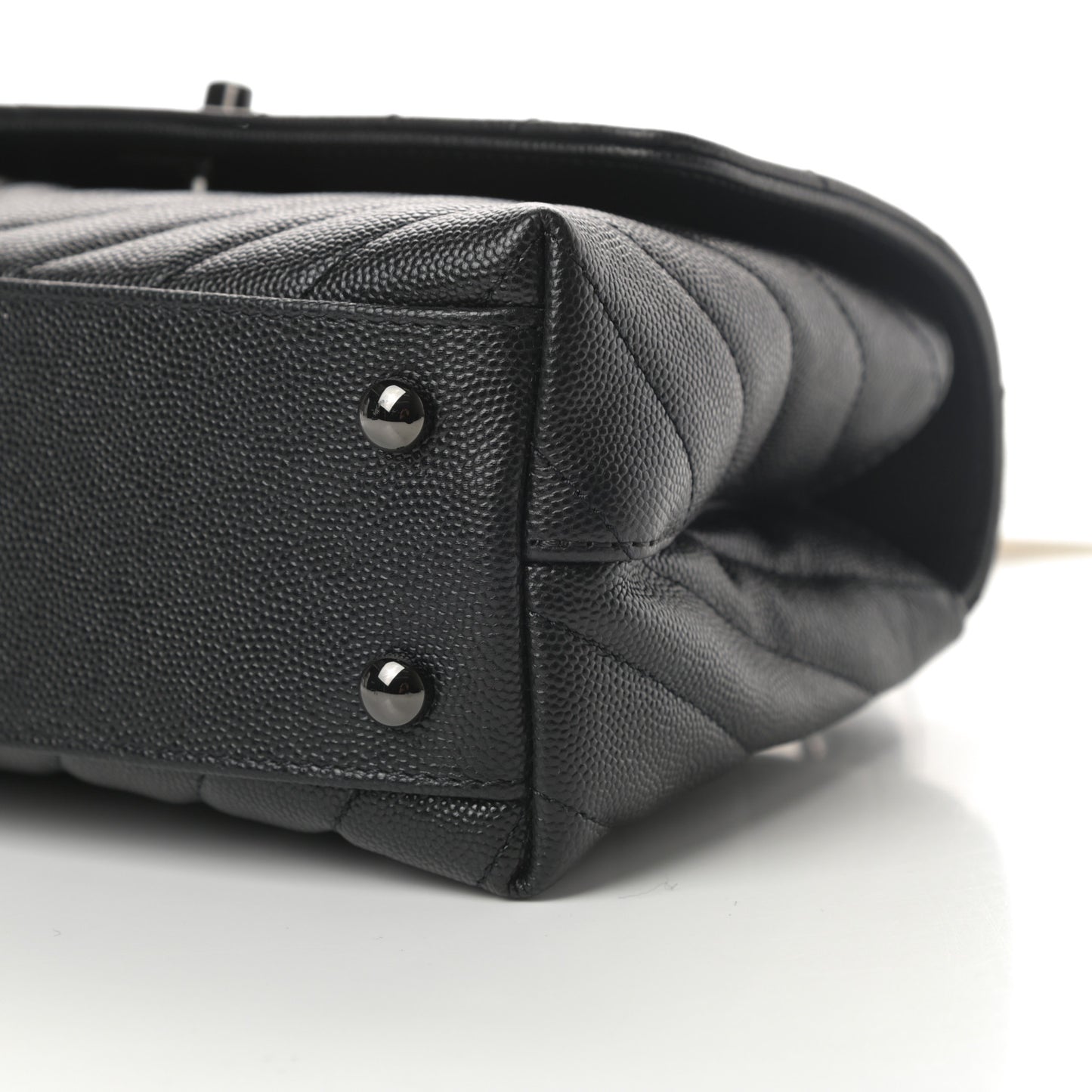 Caviar Chevron Quilted Mini Coco Handle Flap So Black