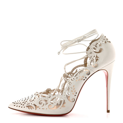 Christian Louboutin Calfskin PVC Impera 100 Pumps 40.5 White 1 of 8