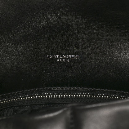 Saint Laurent Lambskin Quilted Medium Loulou Puffer Monogram Chain Satchel Black 6 of 10