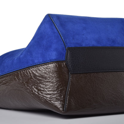 Givenchy Suede Crinkled Patent Deerskin Medium GV Bucket Bag Blue Grey 10 of 10