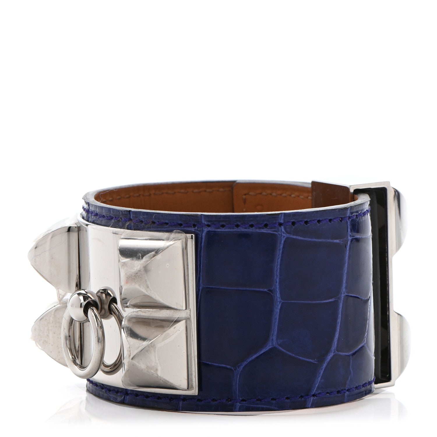 Hermes Shiny Alligator Collier De Chien CDC Bracelet S Bleu Electrique 1 of 7