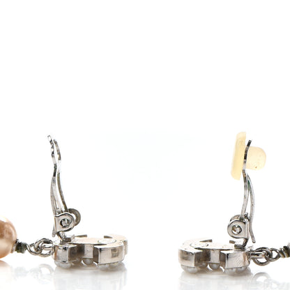 Chanel Pearl CC Drop Clip On Earrings Silver 3 of 5