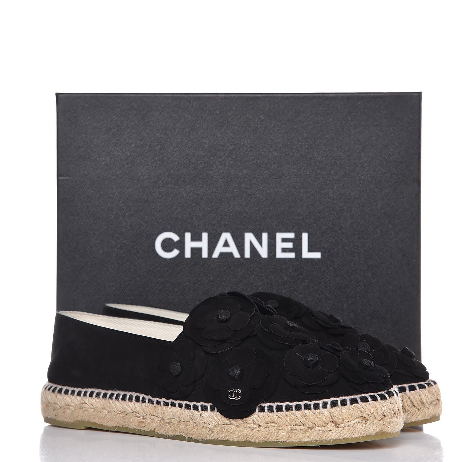 Chanel Suede Camellia CC Espadrilles 41 Black 9 of 9