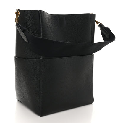Celine Soft Grained Calfskin Sangle Bucket Bag Black 3 of 9