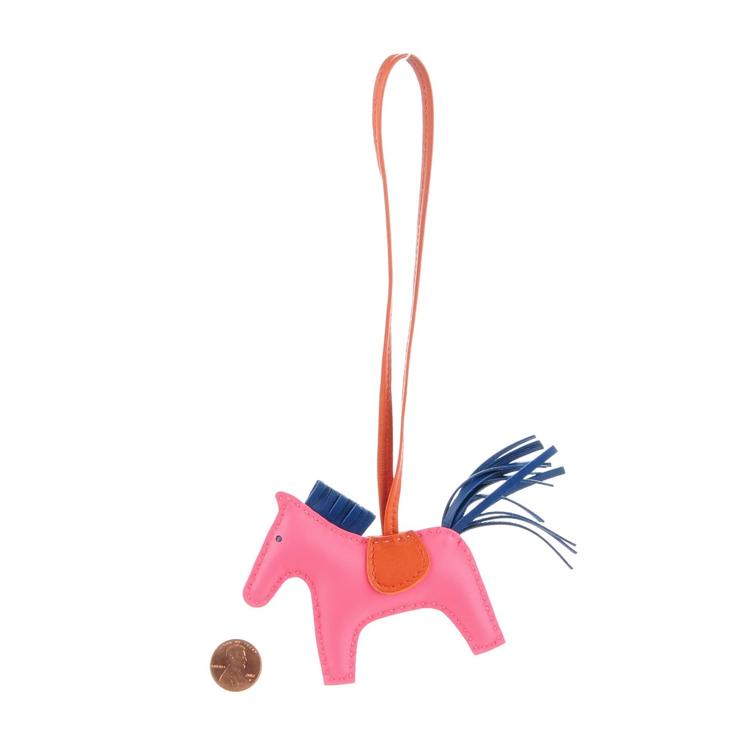 Hermes Milo Lambskin Grigri Rodeo Bag Charm PM Rose Azalee Cornaline Bleu De Malte 3 of 5