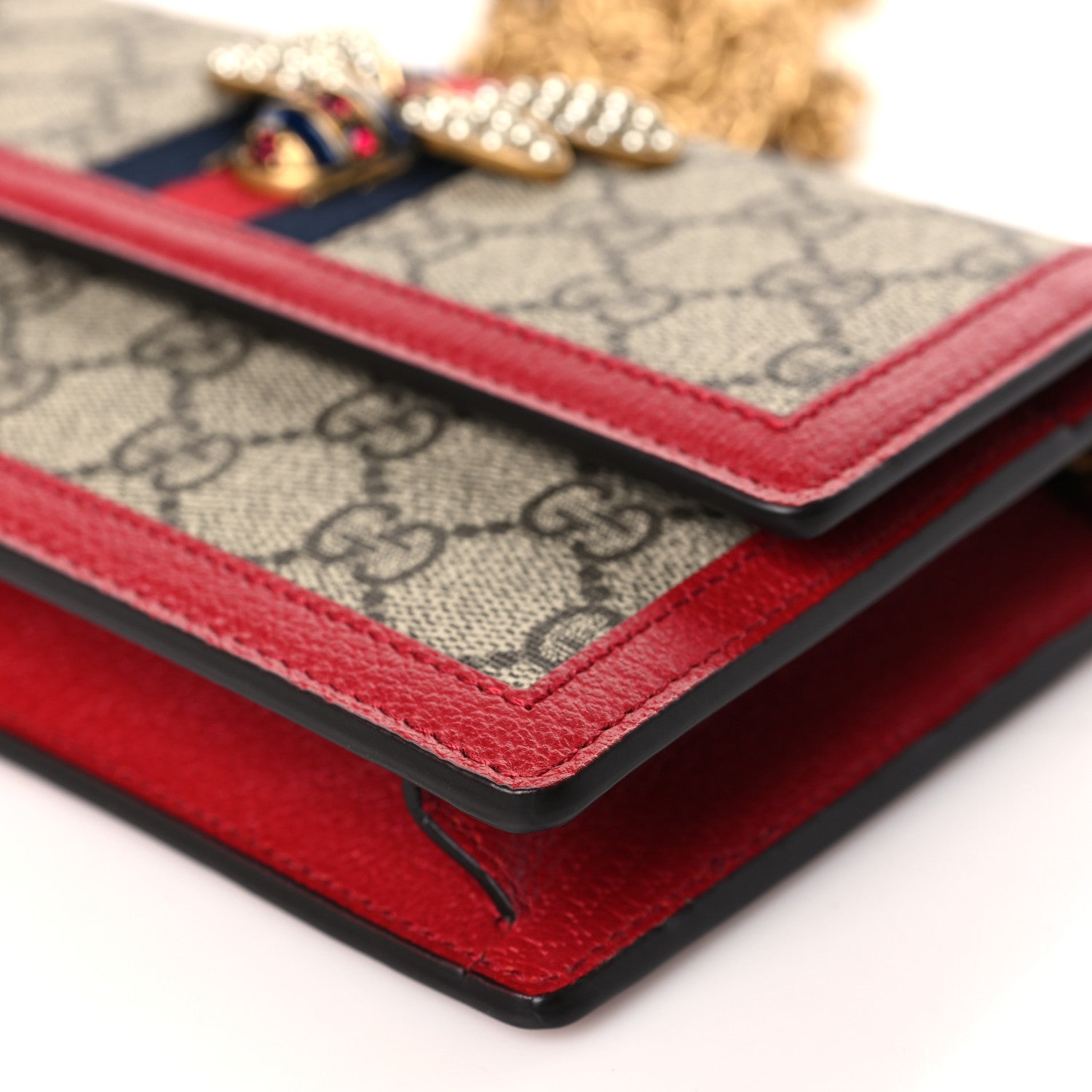 Gucci GG Supreme Monogram Web Queen Margaret Chain Wallet Red 8 of 8