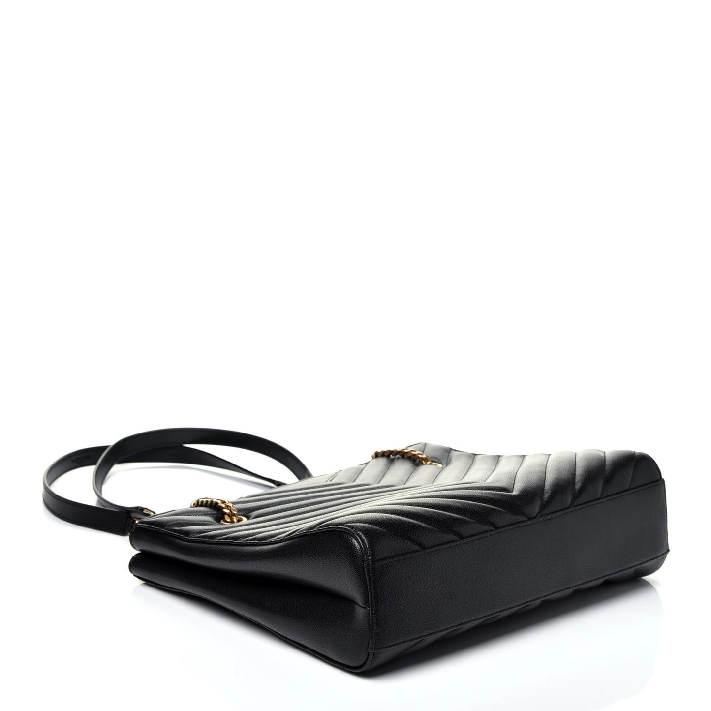 Grain De Poudre Matelasse Chevron Medium Tribeca Shopping Bag Black