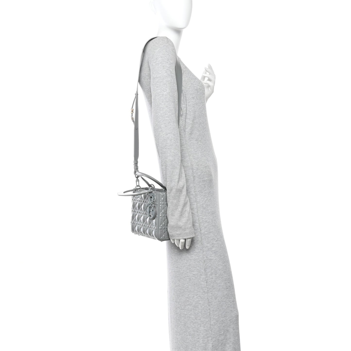 Calfskin Cannage Diamond Small My ABCDior Lady Dior  Gray