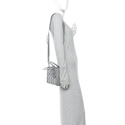 Christian Dior Calfskin Cannage Diamond Small My ABCDior Lady Dior  Gray 2 of 10