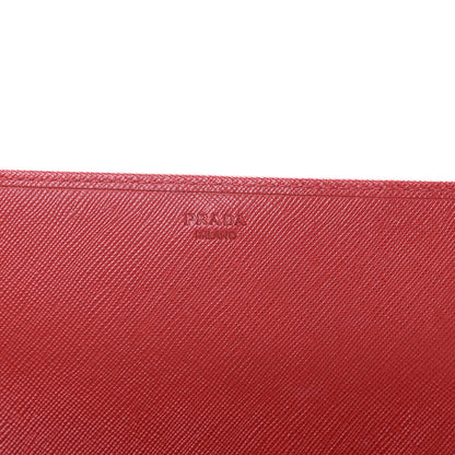 Prada Saffiano Metal Oro Chain Wallet Fuoco 5 of 12
