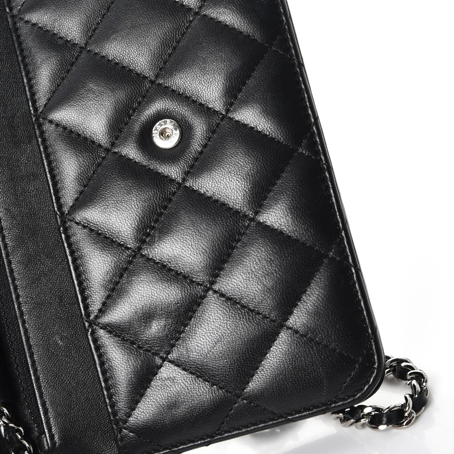 Lambskin Quilted Wallet On Chain WOC Black