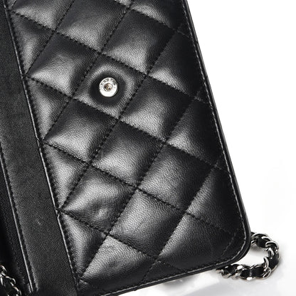 Chanel Lambskin Quilted Wallet On Chain WOC Black 11 of 12