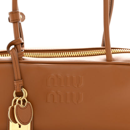 Miu Miu Calfskin Softy Small Beau Contrast Top Handle Bag Cognac 7 of 10