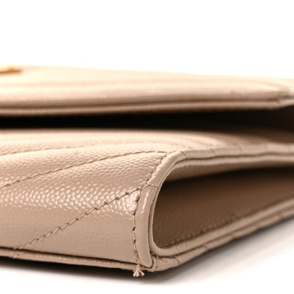 Saint Laurent Grain De Poudre Matelasse Chevron Monogram Envelope Clutch Dark Beige 8 of 8