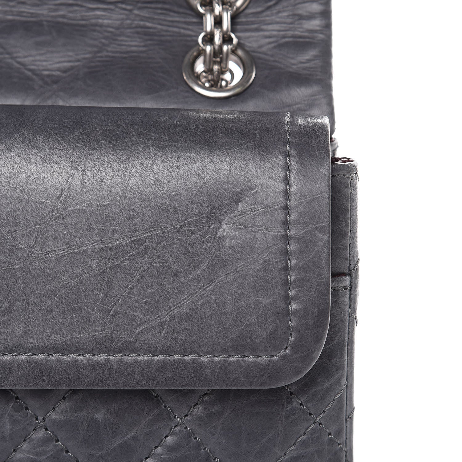 Chanel Aged Calfskin Quilted 50th Anniversary 2.55 Reissue Flap 226 Grey 15 of 18