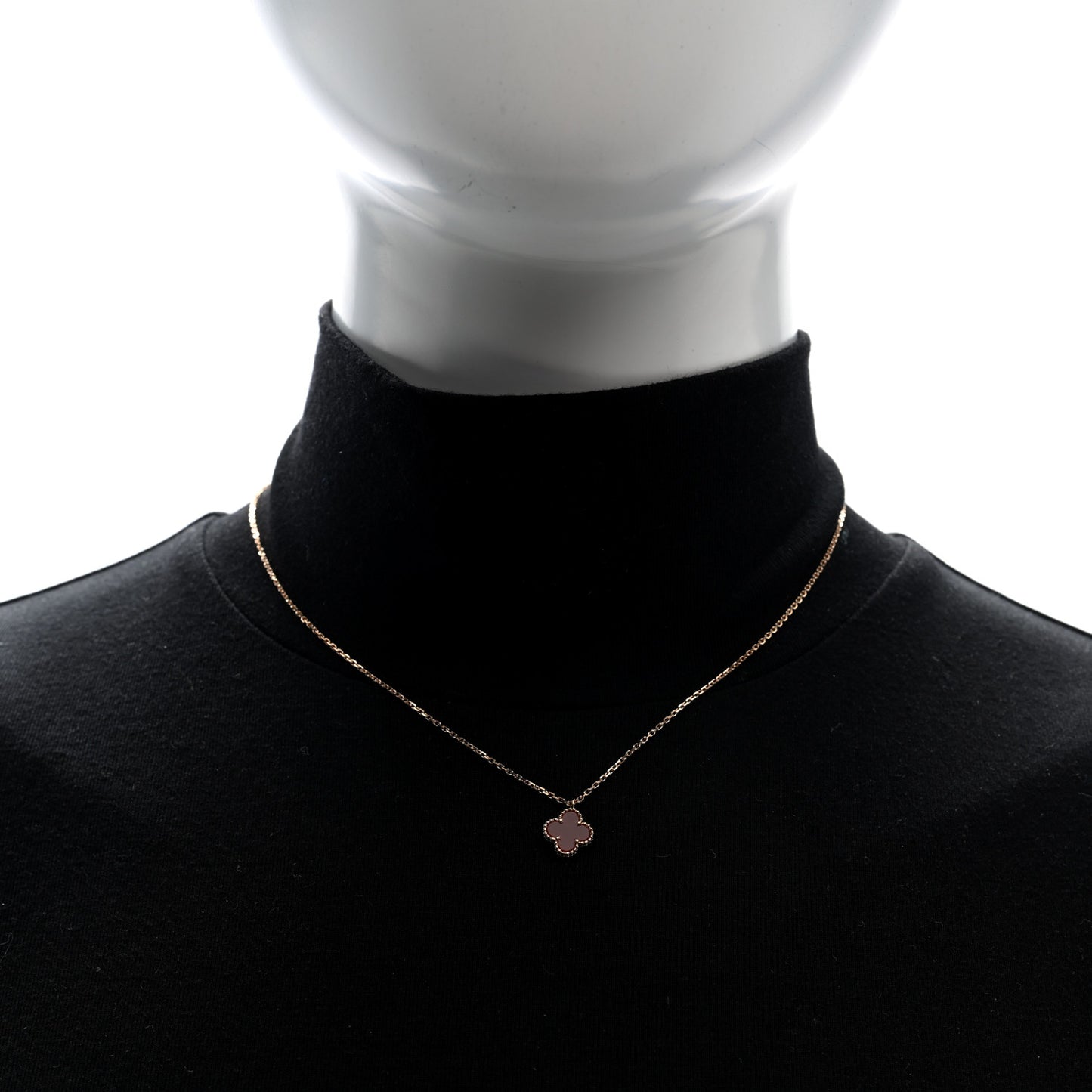 18k Rose Gold Carnelian Sweet Alhambra Heart Pendant Necklace
