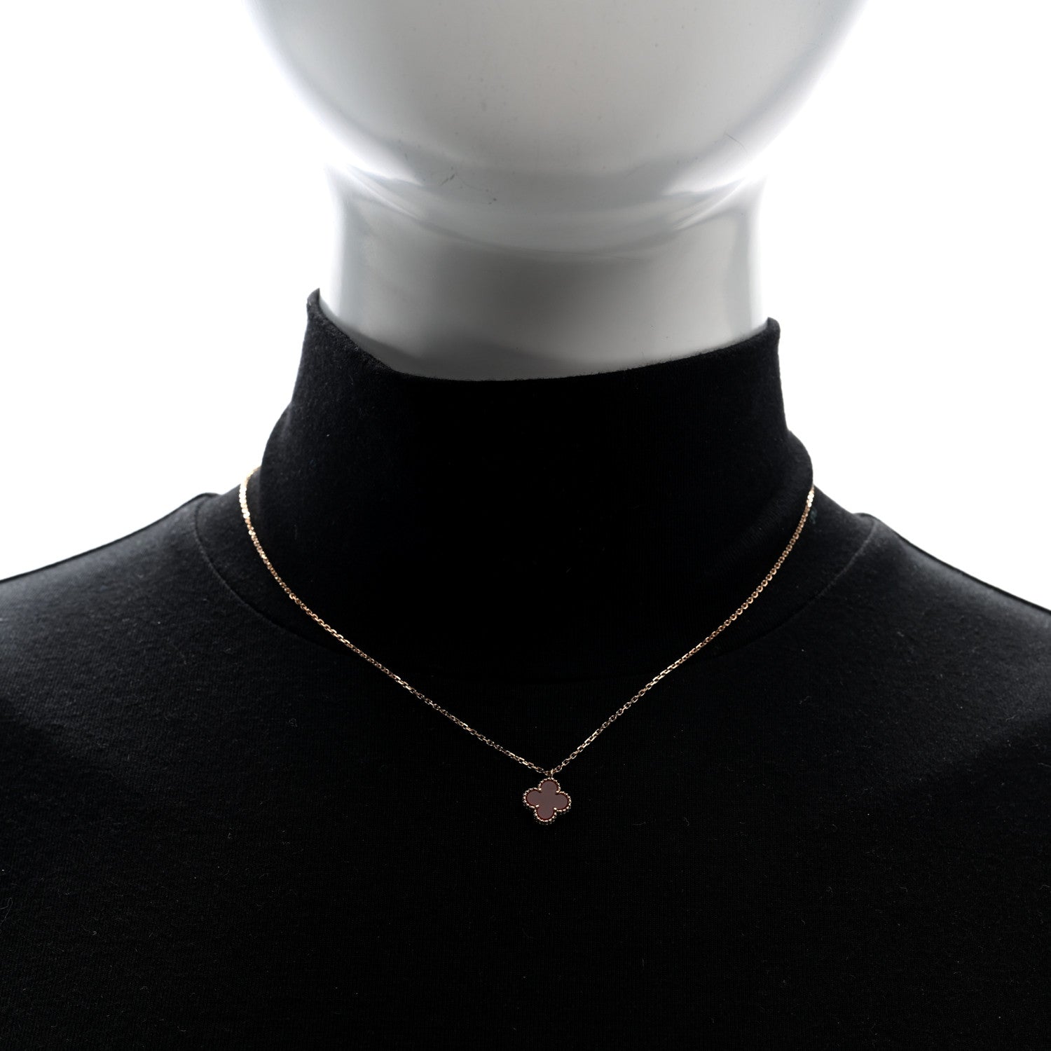 Van Cleef & Arpels 18k Rose Gold Carnelian Sweet Alhambra Heart Pendant Necklace 2 of 5